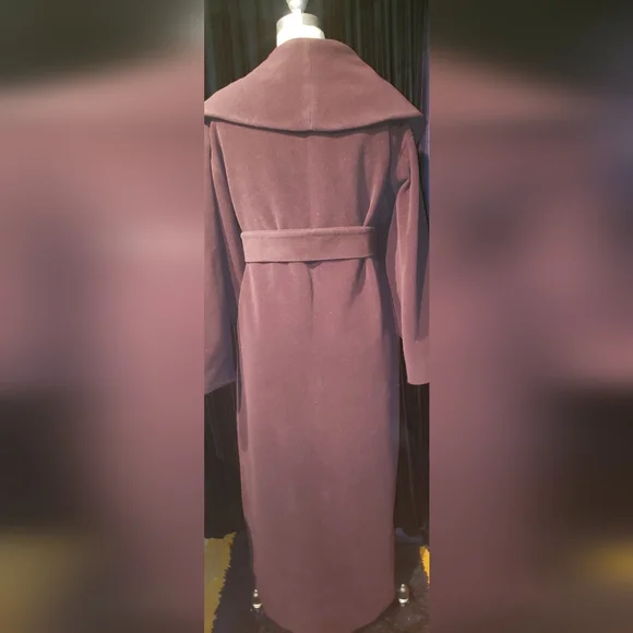 Vintage 100% cashmere rich chocolate brown wraparound huge collar 2XL maxi coat - Picture 16 of 16